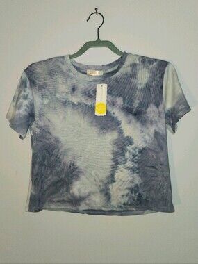 NWT Sunset West Blue Boxy Crop T-shirt